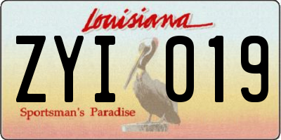 LA license plate ZYI019