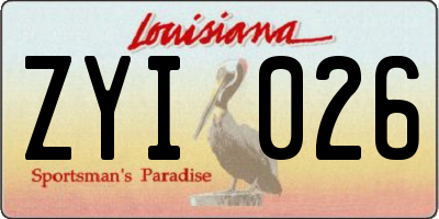LA license plate ZYI026