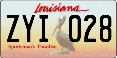 LA license plate ZYI028