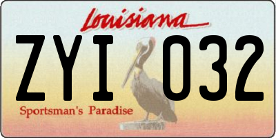 LA license plate ZYI032