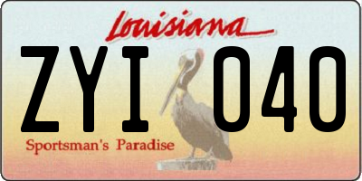 LA license plate ZYI040