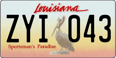 LA license plate ZYI043