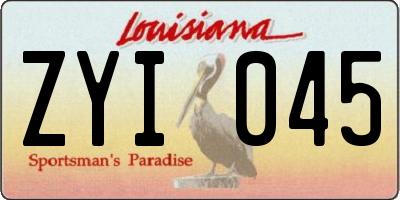 LA license plate ZYI045