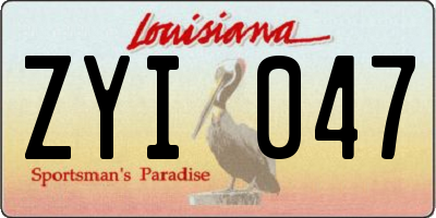 LA license plate ZYI047