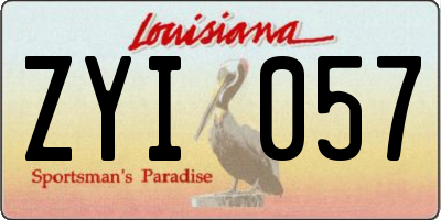 LA license plate ZYI057