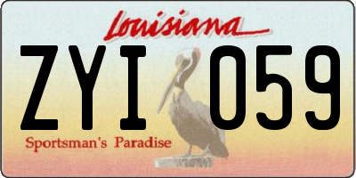 LA license plate ZYI059