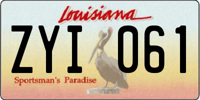 LA license plate ZYI061