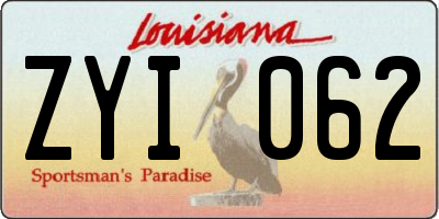 LA license plate ZYI062