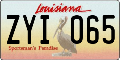 LA license plate ZYI065