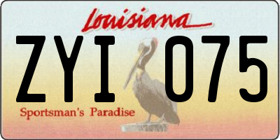LA license plate ZYI075