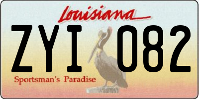 LA license plate ZYI082