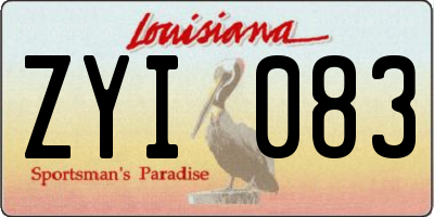 LA license plate ZYI083