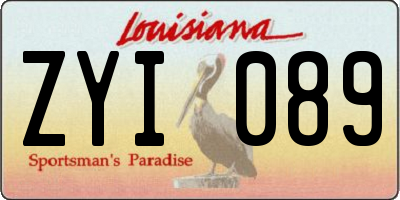 LA license plate ZYI089