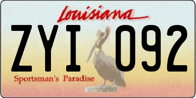 LA license plate ZYI092