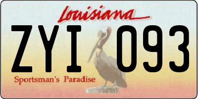 LA license plate ZYI093