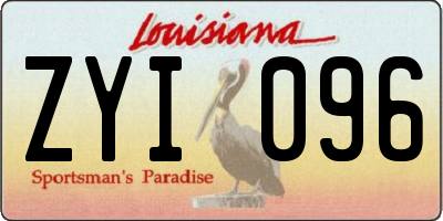 LA license plate ZYI096