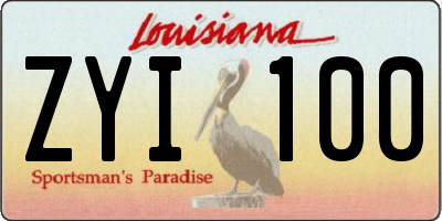 LA license plate ZYI100