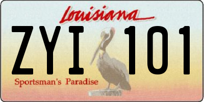 LA license plate ZYI101