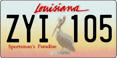 LA license plate ZYI105