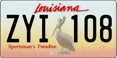 LA license plate ZYI108