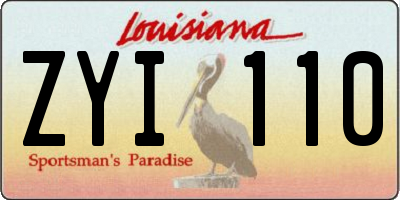 LA license plate ZYI110