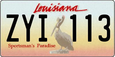 LA license plate ZYI113