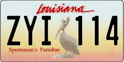LA license plate ZYI114
