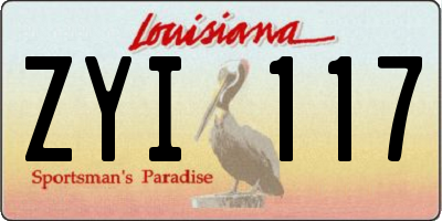 LA license plate ZYI117