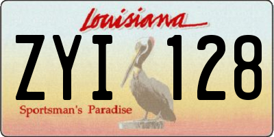 LA license plate ZYI128