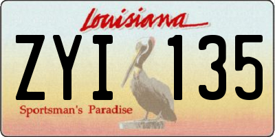 LA license plate ZYI135