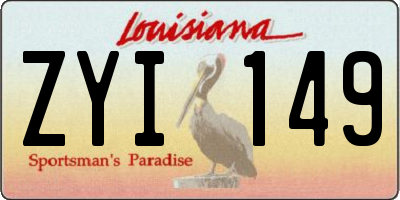 LA license plate ZYI149