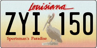 LA license plate ZYI150