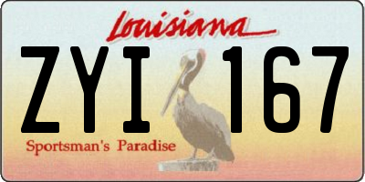 LA license plate ZYI167