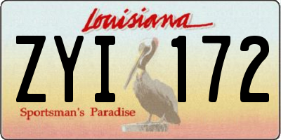LA license plate ZYI172