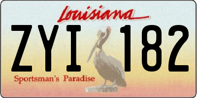 LA license plate ZYI182