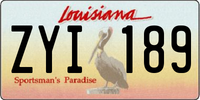 LA license plate ZYI189