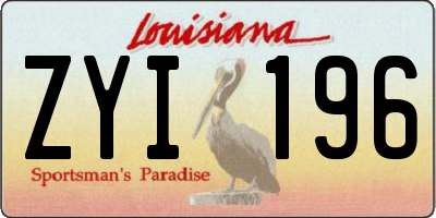 LA license plate ZYI196