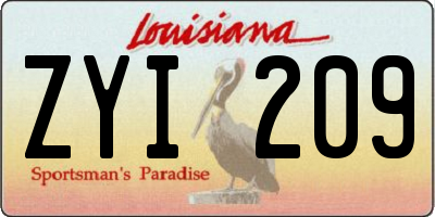 LA license plate ZYI209