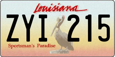 LA license plate ZYI215