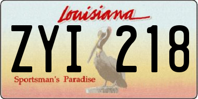 LA license plate ZYI218