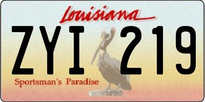 LA license plate ZYI219