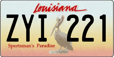 LA license plate ZYI221
