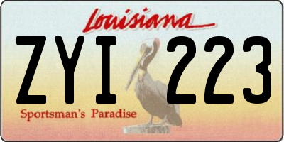 LA license plate ZYI223