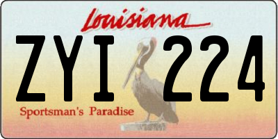 LA license plate ZYI224