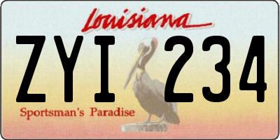 LA license plate ZYI234