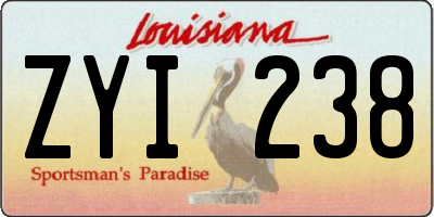 LA license plate ZYI238