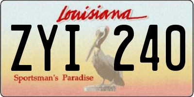 LA license plate ZYI240