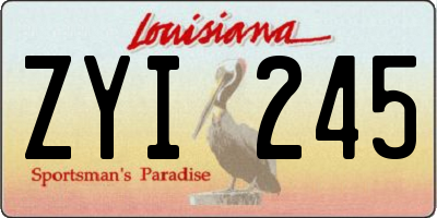 LA license plate ZYI245
