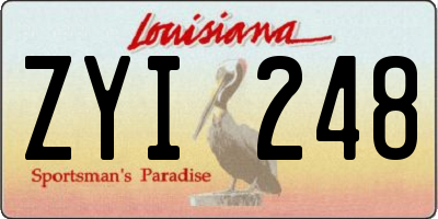 LA license plate ZYI248