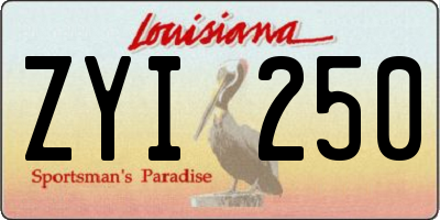 LA license plate ZYI250